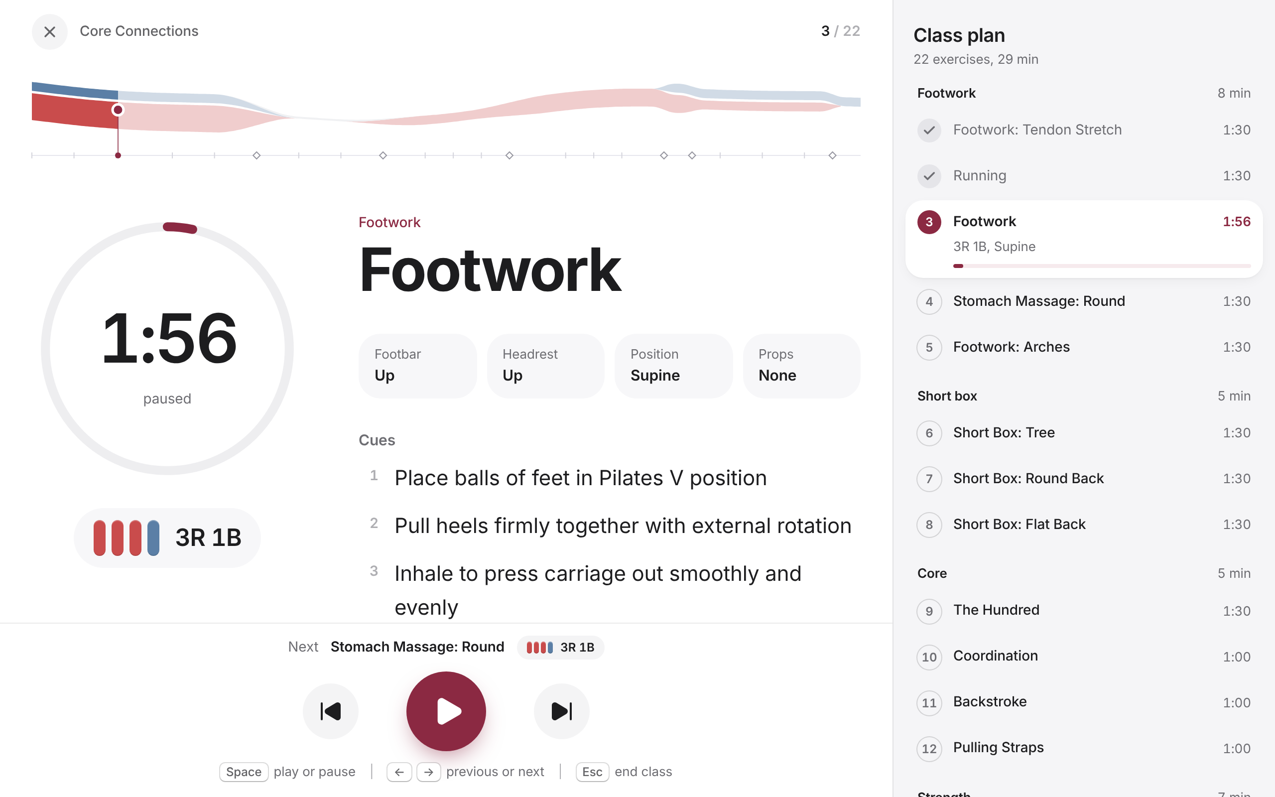 Forme teach mode with a timer, springs and cues